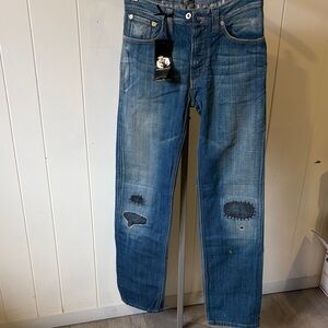 Men's Blue Blood “For our Friends” Blue Distressed Jeans NWT 30/34